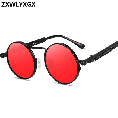 BlackPluss - Vintage Punk Style Sunglasses Men Retro Round Metal Frame