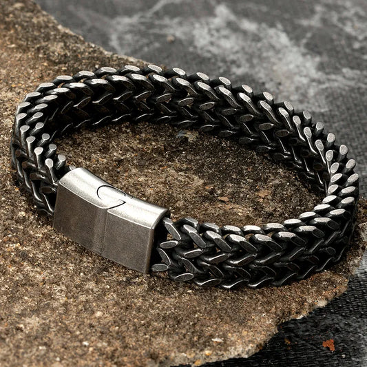 BlackPluss - Stainless Steel Chain Men Bracelet Punk Hand Accessories Magnetic Clasp