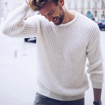 BlackPluss|  Autumn and winter new men's pullover Casual Jumper solid color knitted top