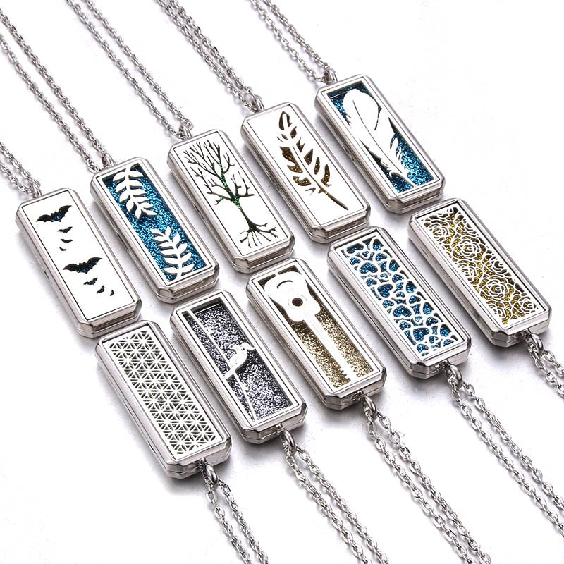 BlackPluss - Square Aroma locket Necklace Magnetic Stainless Steel.