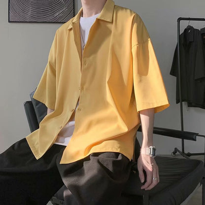 BlackPluss - Half Sleeve Solid Color Loose Oversize shirt.