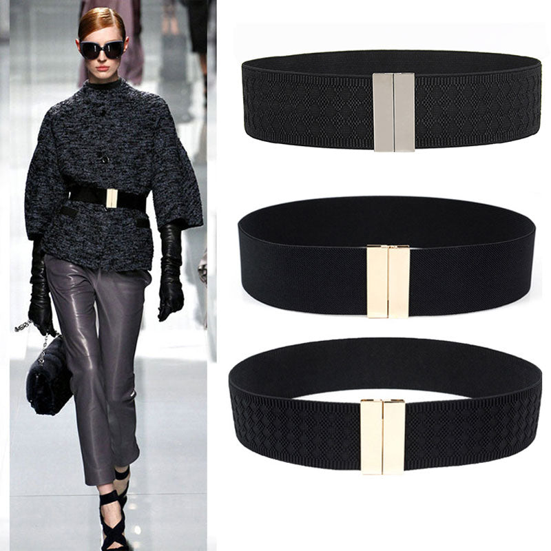 BlackPluss - Wide Elastic Belt Dress Stretch Waist Belt Women Dress Accessories.