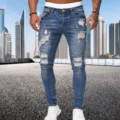 BlackPluss -  Street Style Ripped Skinny Jeans Men Vintage Slim fit