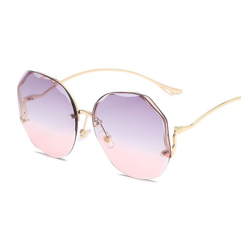 BlackPluss - Luxury Round Gradient Sunglasses Women Metal Curved Temples UV400