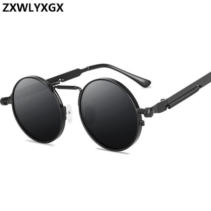 BlackPluss - Vintage Punk Style Sunglasses Men Retro Round Metal Frame