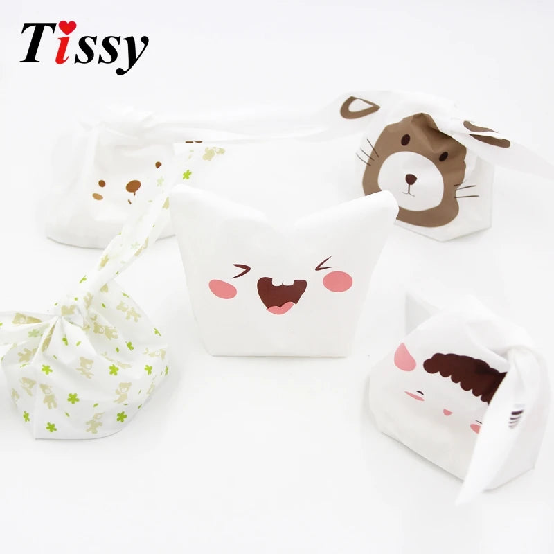 BlackPluss - 10/50pcs/lot Cute Rabbit Ear Bags Cookie Plastic Bags&Candy Gift Bags For Biscuits Snack Baking Package And Event Party Supplies