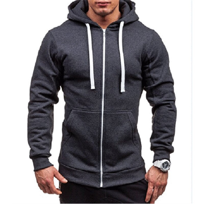 BlackPluss - Men Cotton Hoodies Casual Sweatshirt Half Dome Full Zip