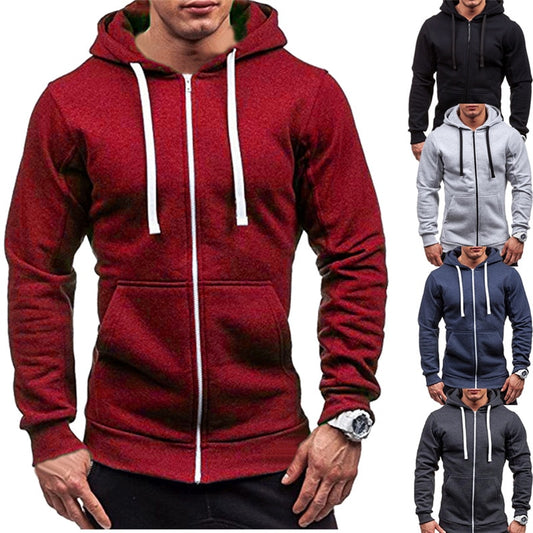 BlackPluss - Men Cotton Hoodies Casual Sweatshirt Half Dome Full Zip