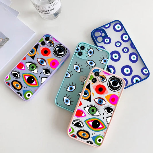 Lucky Eye Blue Evil Eye Print Phone Case For iPhone 15 12 13 mini 11 14 Pro Max XR X XS 15 14 7 8 Plus SE2 Shockproof back Cover