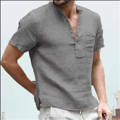 BlackPluss -  T-shirt V-neck single breasted design Men tshirt Casual