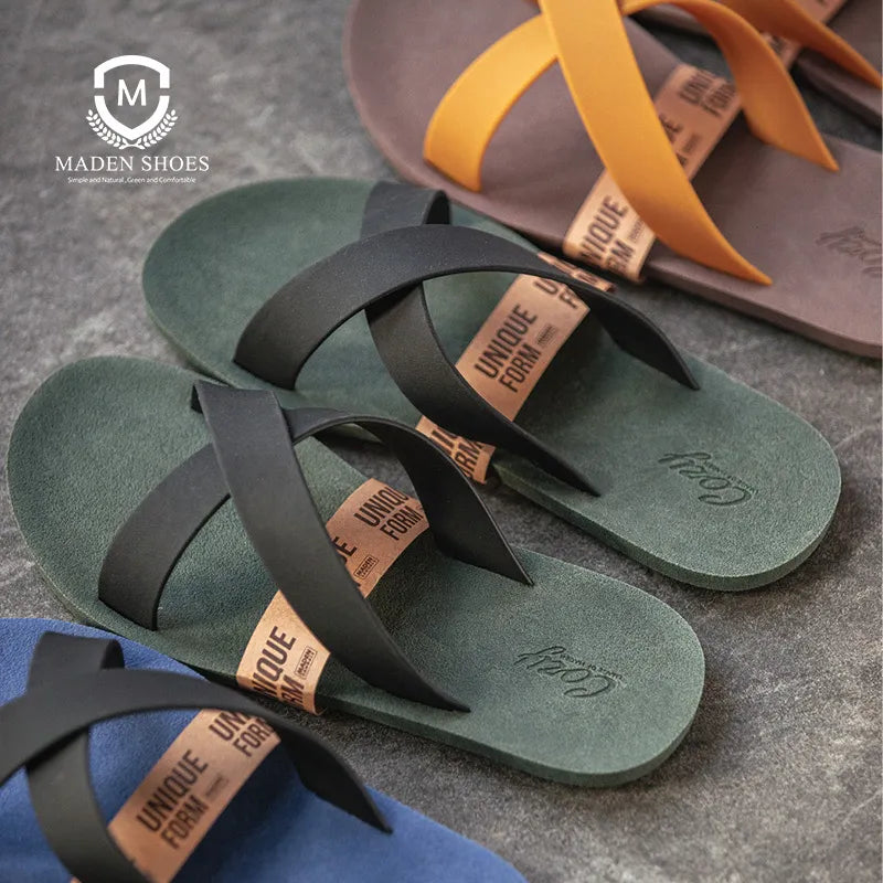 BlackPluss| Beach Black Comfort Cross Flip Flops Male Indoor Casual Waterproof Rubber Sandals