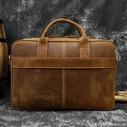 BlackPluss - Briefcase Genuine Leather Laptop Bag 15.6" PC