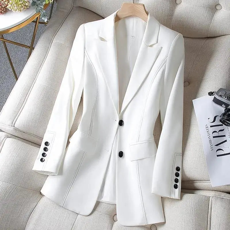 BlackPluss - Casaco Feminino Chic Suit Jacket Women Black Blazer Vintage Outerwear Tops Fashion Loose Coat