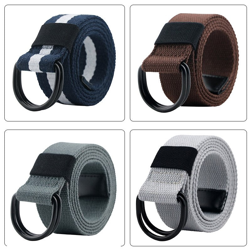 BlackPluss - Canvas Men Belt High-Quality Unisex Double D-Ring Buckle.