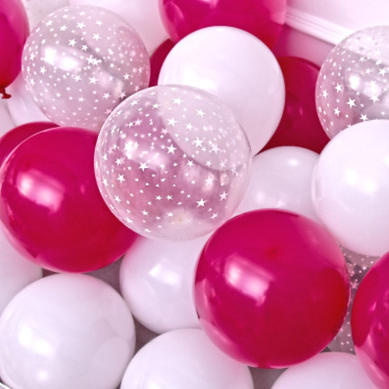 BlackPluss - 20pcs 12 inch Latex Balloon Set Star Clear Pink Gold Balloons