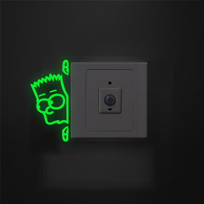 BlackPluss - creative sneak peep boy switch luminous stickers glow in the dark wall