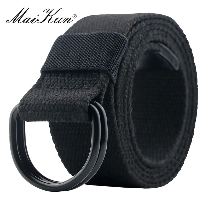 BlackPluss - Canvas Men Belt High-Quality Unisex Double D-Ring Buckle.