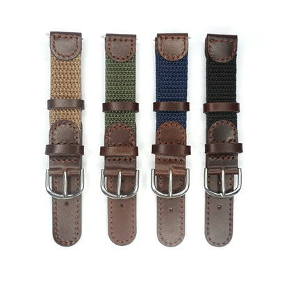 BlackPluss - Italian Oil Genuine Leather Joint Nylon Watch Band Strap Men Watchband Steel.