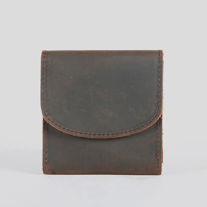 BlackPluss - Cow Leather Purse for Coins Vintage Men Coin Purse Handmade Small Pouch Coin Wallet Square Hasp Mini Bag