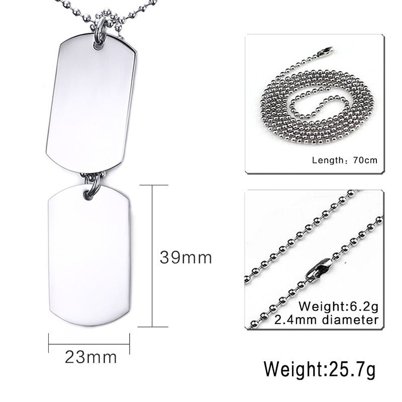 BlackPluss - Stainless Steel Double Tag Necklace for High Polished Pendant.