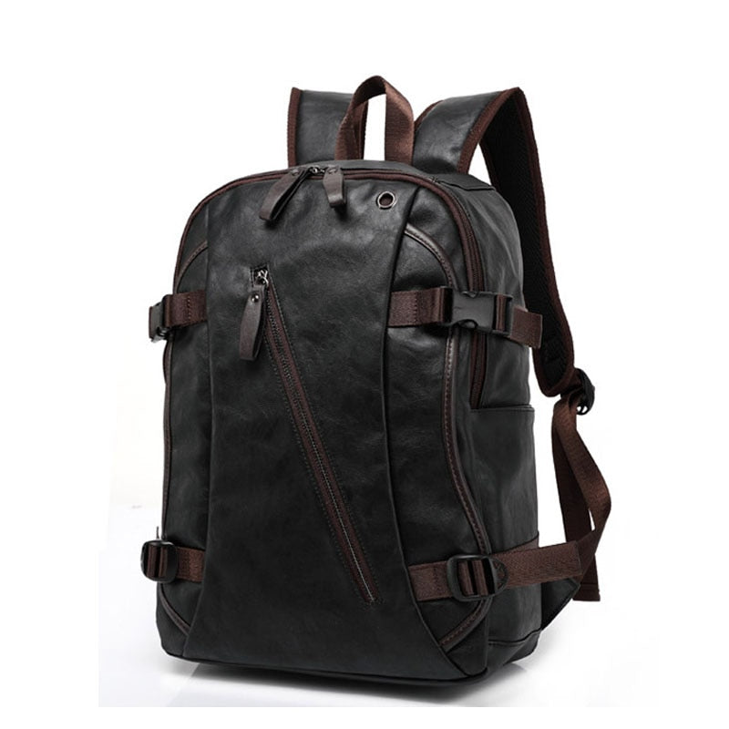 BlackPluss - Backpack Men PU Leather Fashion Vintage Travel Men.