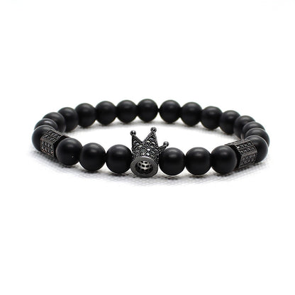 BlackPluss -  Bracelet Men Accessories Matte Oxyn Stone Beads Skull.