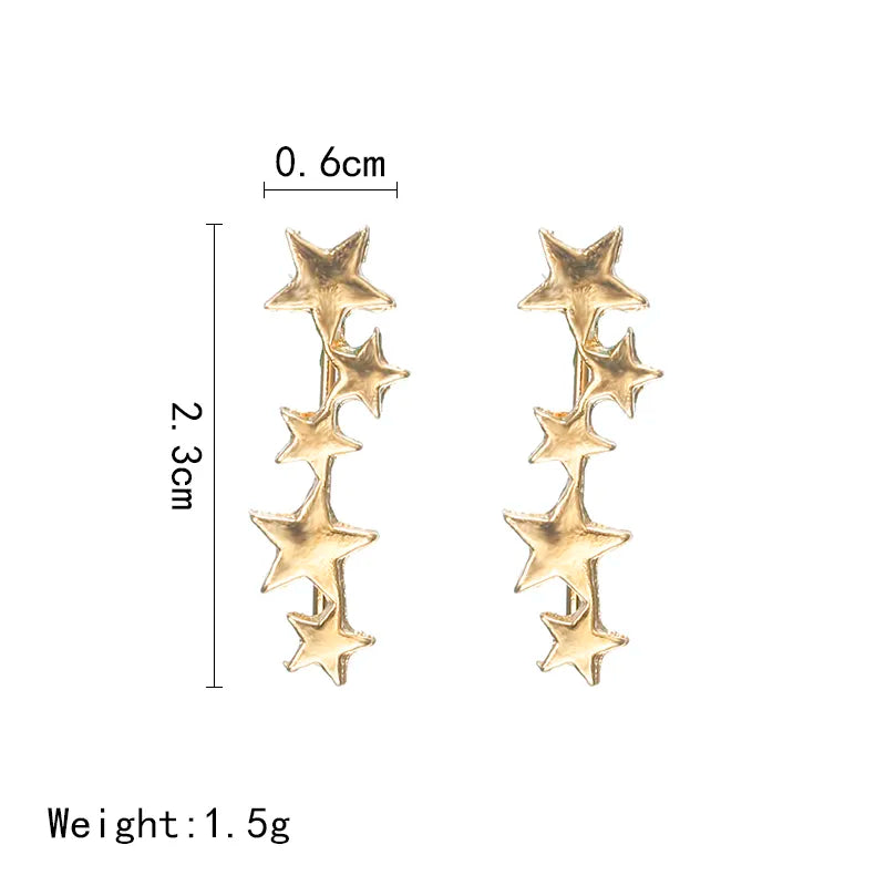 BlackPluss -Moon Star Ear Climber Tiny Star Moon Stud Earrings For Women Everyday Teen.