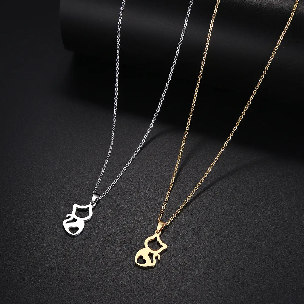 BlackPluss - DOTIFI  Stainless Steel Necklace For Women Cute kitten Gold Color Pendant Necklace Engagement Jewelry