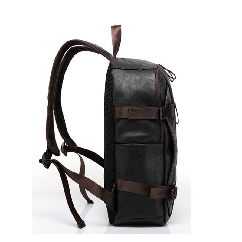 BlackPluss - Backpack Men PU Leather Fashion Vintage Travel Men.