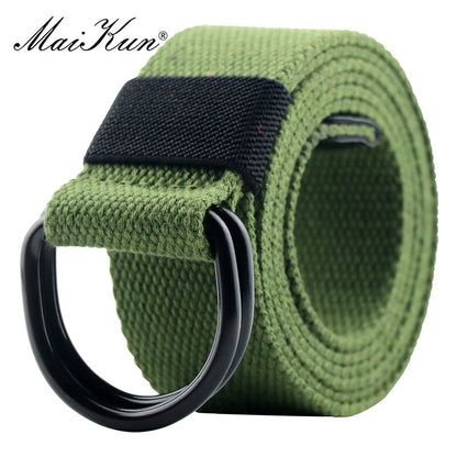 BlackPluss - Canvas Men Belt High-Quality Unisex Double D-Ring Buckle.