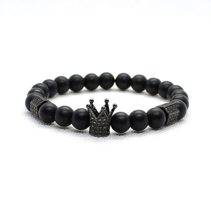 BlackPluss -  Bracelet Men Accessories Matte Oxyn Stone Beads Skull.