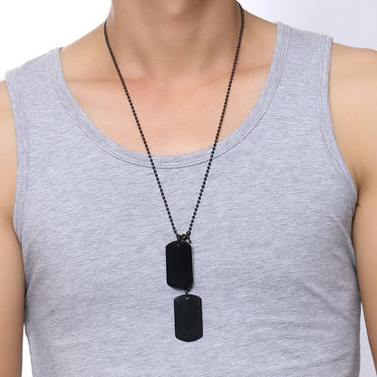 BlackPluss - Stainless Steel Double Tag Necklace for High Polished Pendant.