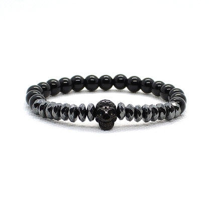 BlackPluss -  Bracelet Men Accessories Matte Oxyn Stone Beads Skull.