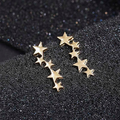 BlackPluss -Moon Star Ear Climber Tiny Star Moon Stud Earrings For Women Everyday Teen.