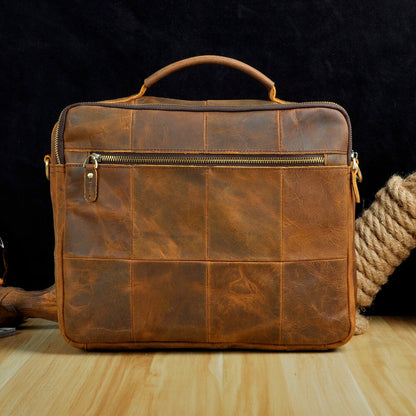 BlackPluss - Men Real Leather Antique Style Coffee Briefcase Business 13" Laptop Cases.