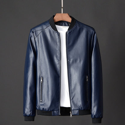 BlackPluss - Leather Jacket Bomber Motorcycle Jacket Men Biker PU Baseball Jacket.