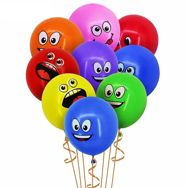 BlackPluss - 10Pcs/lot 12inch Cute Funny Big Eyes Smiley face latex balloons Birthday Party decoration Inflatable balloon Baby Shower Globos