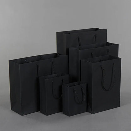 BlackPluss - Vertical Version Black High Quality Simple Paper Gift Bag Kraft Paper Candy Box with Handle Wedding Birthday Party Gift Package