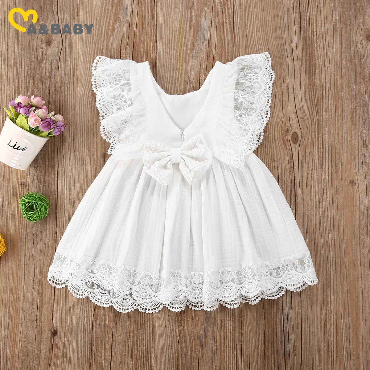 BlackPluss - Toddler Kid Child Baby Girls White Dress Summer Ruffles Lace Bow Princess Dresses Costumes Clothes