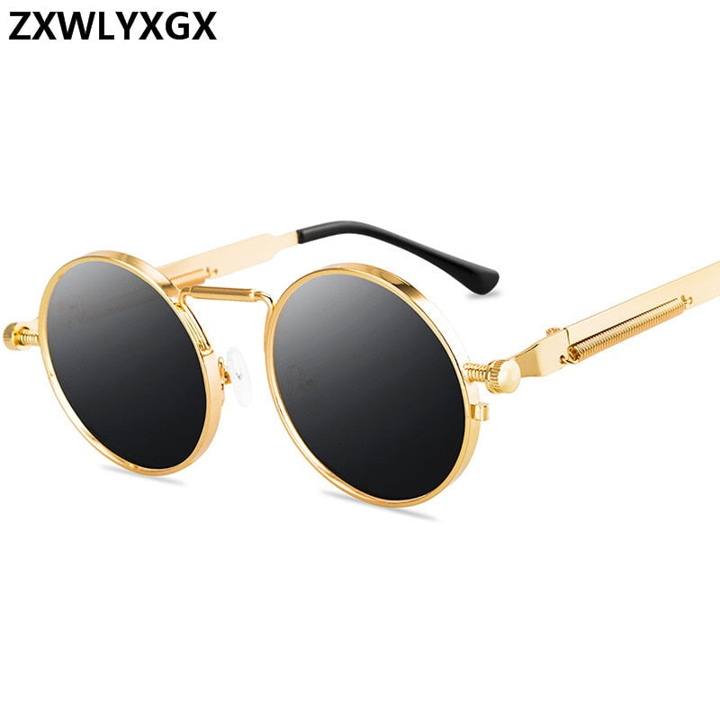 BlackPluss - Vintage Punk Style Sunglasses Men Retro Round Metal Frame