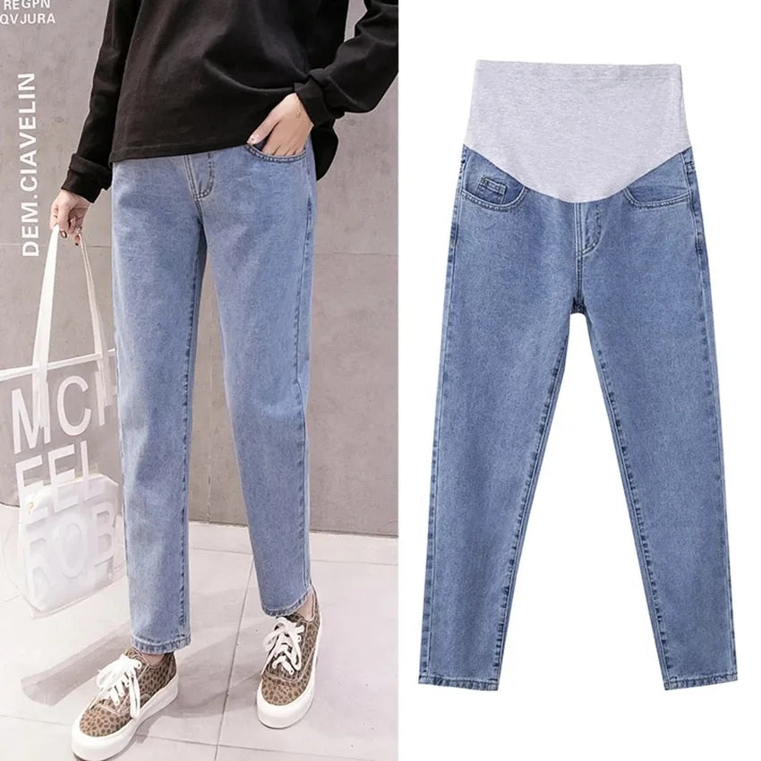 Pregnancy Abdominal Pants Boyfriend Jeans Maternity Pants For Pregnant Women Clothes High Waist Trousers Loose Denim Jeans