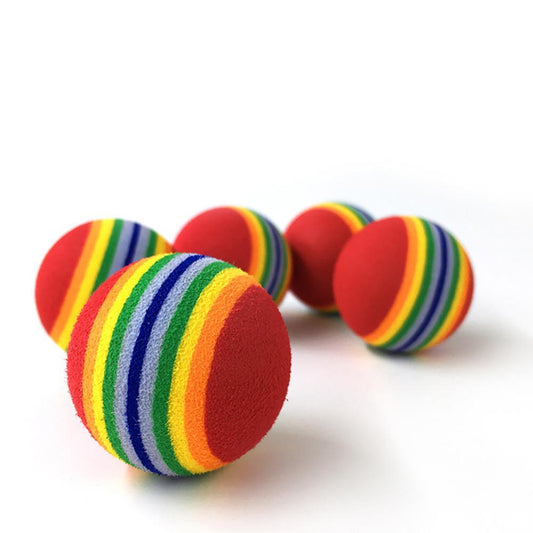 BlackPluss - Funny Pet Dog Puppy Rainbow Striped Chewing Interactive Ball Teething.
