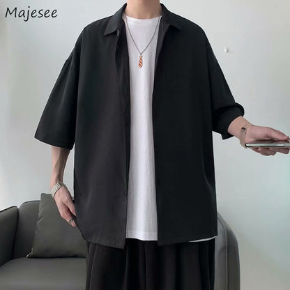 BlackPluss - Half Sleeve Solid Color Loose Oversize shirt.