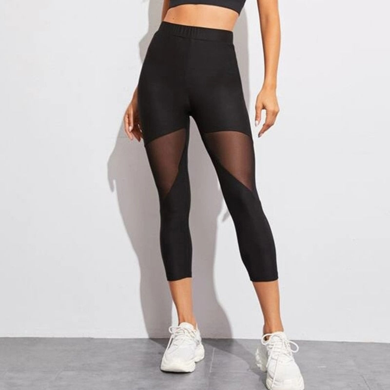 BlackPluss - Black Patchwork Mesh Leggings Women's Jeggings Legins.