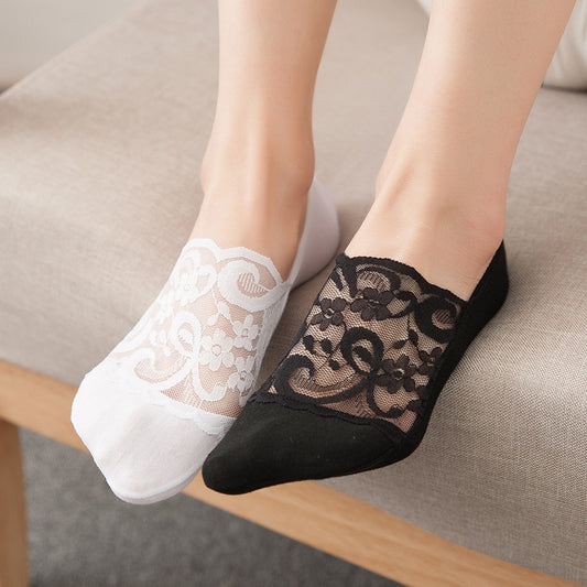 BlackPluss - 5 pairs of Summer women's socks slippers non-slip breathable invisible socks.