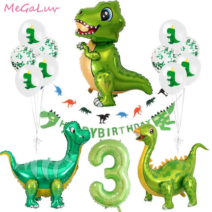 BlackPluss - Standing Green Dinosaur Foil Balloons 3rd Birthday Decoration Dinosaur Party