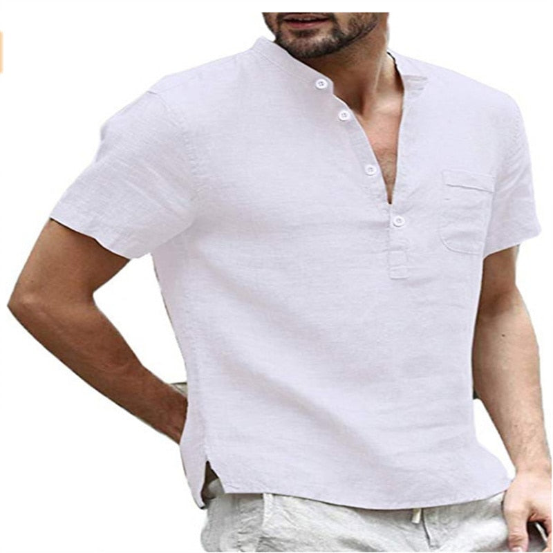 BlackPluss -  T-shirt V-neck single breasted design Men tshirt Casual