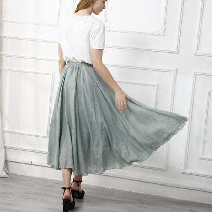 BlackPluss - High Waist Pleated A-Line Beach Skirts