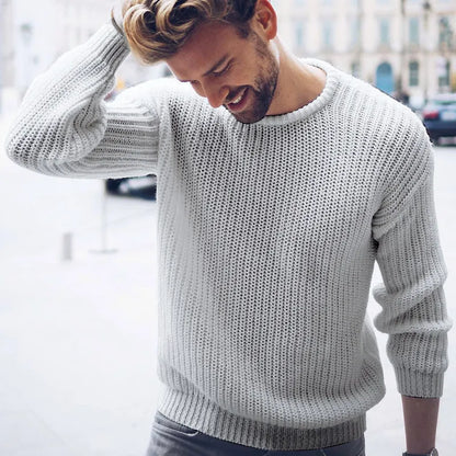 BlackPluss|  Autumn and winter new men's pullover Casual Jumper solid color knitted top