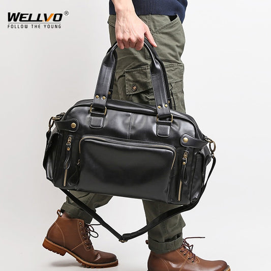 BlackPluss - Soft Leather Briefcase For Laptop Tote Bags Business Shoulder Messenger Handbag.